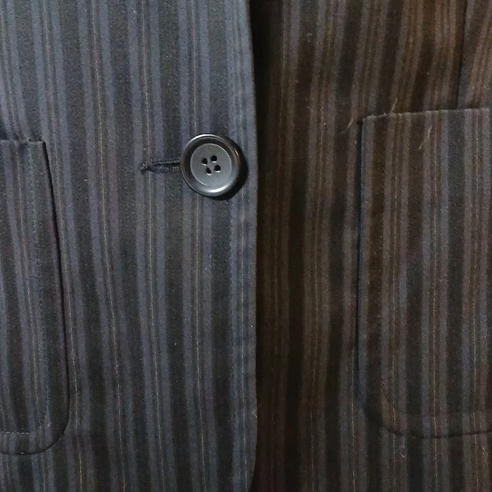Express Design Studio black & dark blue striped button front blazer jacket Sz 4